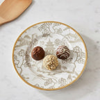 Kyoto Pagoda White and Taupe Round Dessert and Appetizer Plate for Entertaining Serving, Dinnerware (4pk) - Decorative Plates from Jaye's Studio