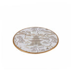 Kyoto Pagoda White and Taupe Round Dessert and Appetizer Plate for Entertaining Serving, Dinnerware (4pk) - Decorative Plates from Jaye's Studio