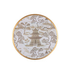 Kyoto Pagoda White and Taupe Round Dessert and Appetizer Plate for Entertaining Serving, Dinnerware (4pk) - Decorative Plates from Jaye's Studio