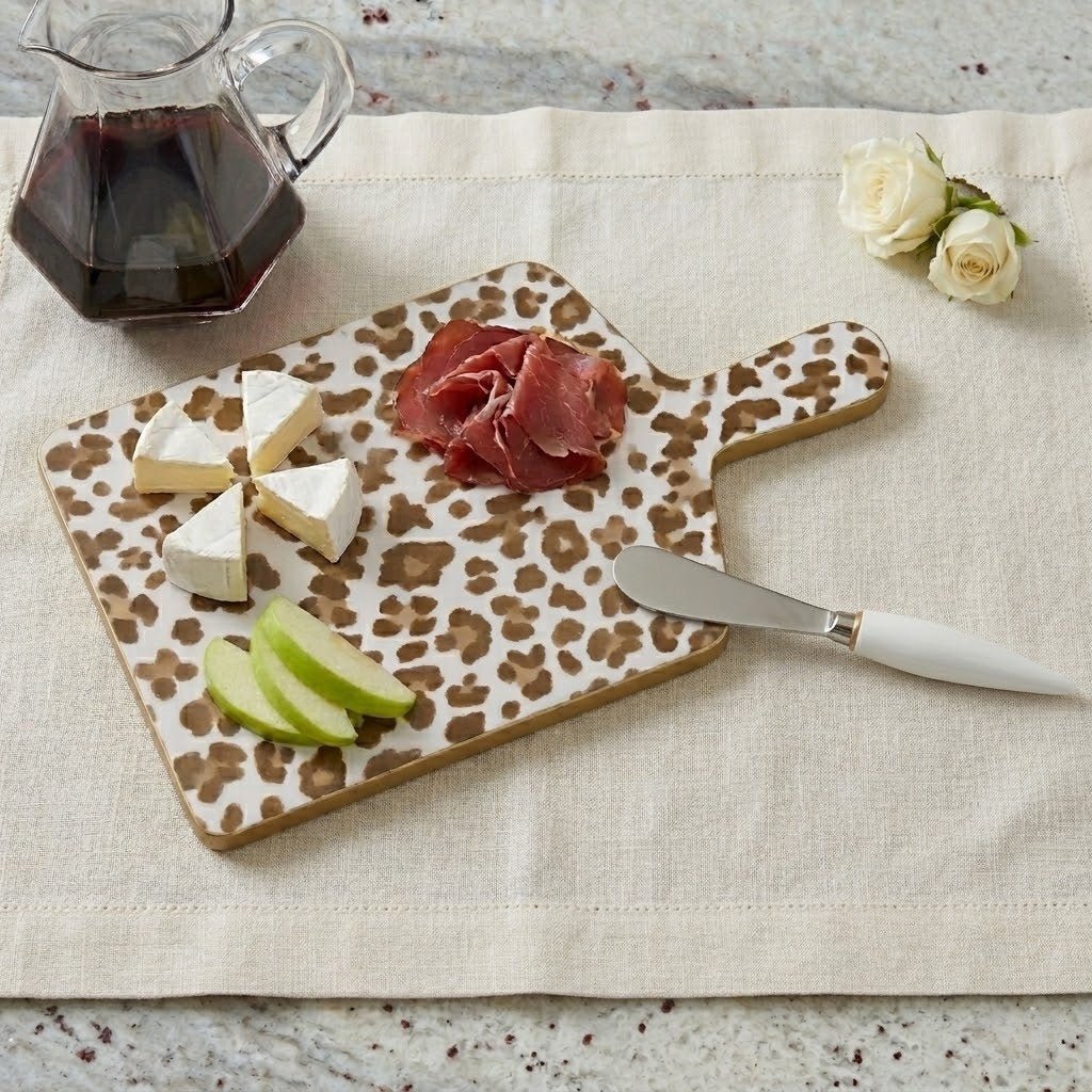 Leopard Cream Enameled Charcuterie Board, Wooden Cutting Board, Serving and Chopping Board for Food & Meat Prep - Charcuterie Board from Jaye's Studio