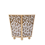 Leopard Cream Enameled Green Square Metal Cachepot Planter for Bedroom, Office, Kitchen, Living Room - Hostess Gifts - Cachepots from Jaye's Studio