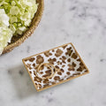 Leopard Cream Enameled Rectangle Catch All Tray, Jewelry Tray for Bathroom, Vanity - Decorative Landry Tray - Trinket Trays from Jaye's Studio