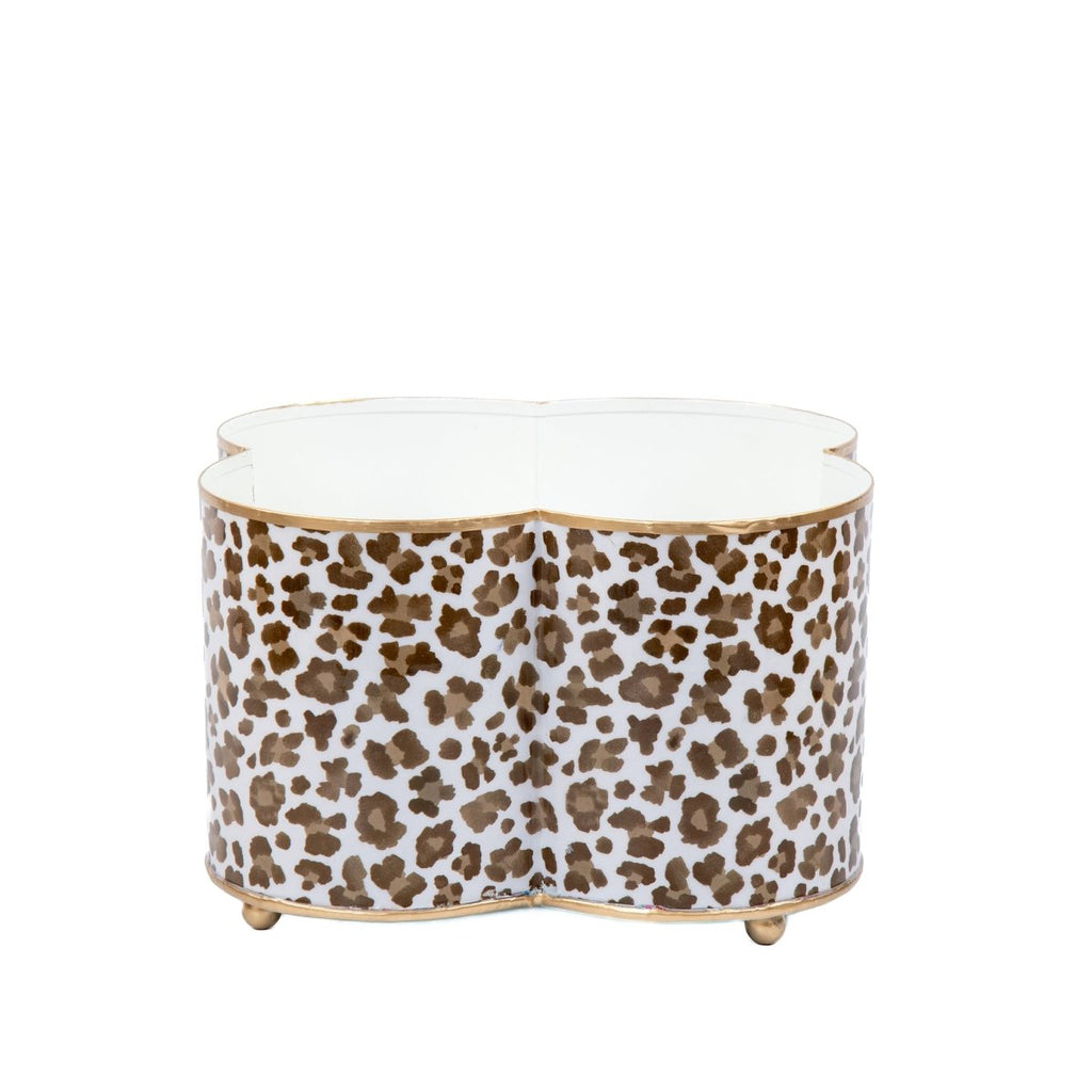 Leopard Cream Quatrefoil Metal Cachepot Planter For Bedroom, Office, Kitchen and Living Room - Cachepots from Jaye's Studio