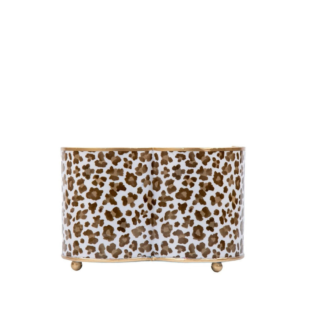 Leopard Cream Quatrefoil Metal Cachepot Planter For Bedroom, Office, Kitchen and Living Room - Cachepots from Jaye's Studio