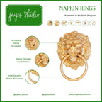 Lion Gold Napkin Rings for Dinnerware, Place Settings, Entertaining (4pk) - Avail 02/22 - Napkin Rings from Jaye's Studio