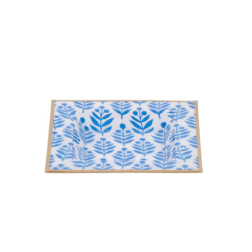 Lottie Blue Enameled Square Decorative Trinket Tray, Catch All Tray, Jewelry Tray for Vanity, Bathroom, Bedside Home Office - Trinket Trays from Jaye's Studio