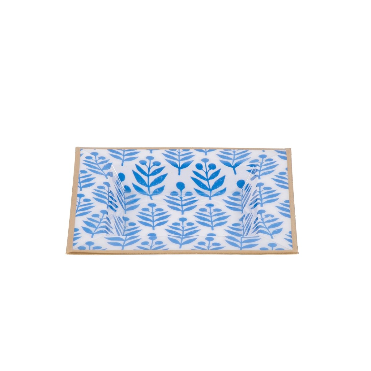 Lottie Blue Enameled Square Decorative Trinket Tray, Catch All Tray, Jewelry Tray for Vanity, Bathroom, Bedside Home Office - Trinket Trays from Jaye's Studio