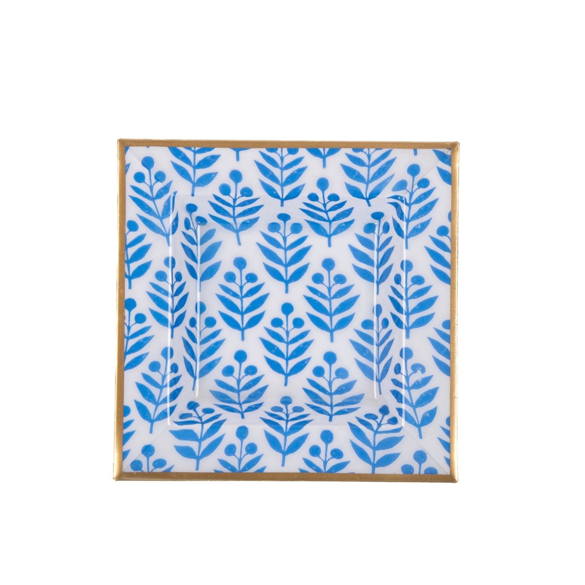 Lottie Blue Enameled Square Decorative Trinket Tray, Catch All Tray, Jewelry Tray for Vanity, Bathroom, Bedside Home Office - Trinket Trays from Jaye's Studio
