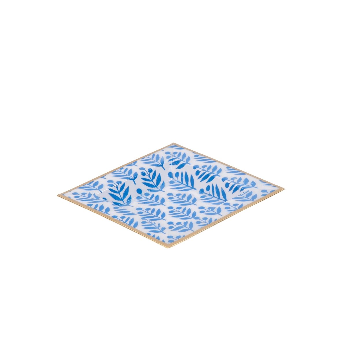 Lottie Blue Enameled Square Decorative Trinket Tray, Catch All Tray, Jewelry Tray for Vanity, Bathroom, Bedside Home Office - Trinket Trays from Jaye's Studio