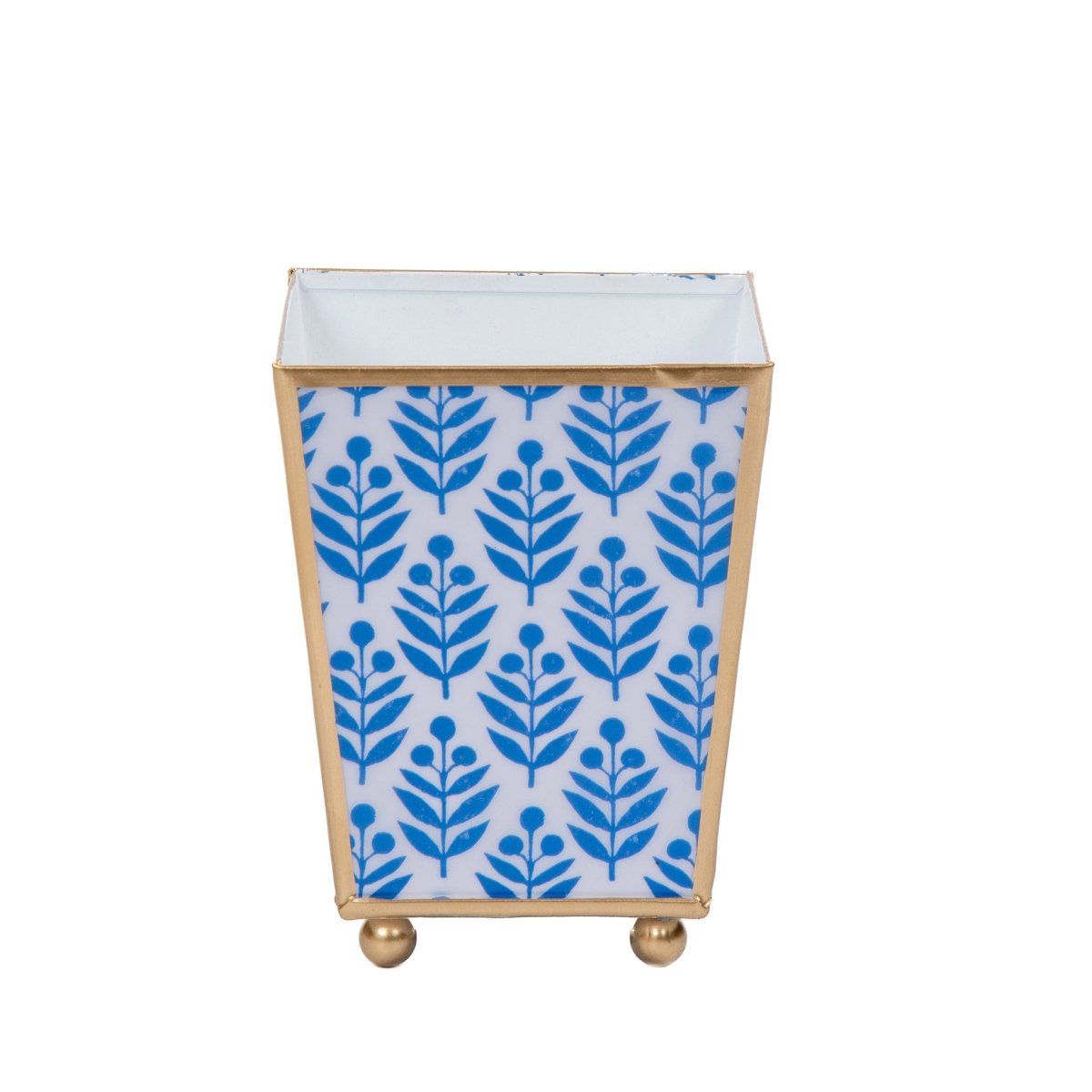 Lottie Enameled Blue Square Metal Cachepot Planter for Bedroom, Home Office, Kitchen, Living Room - Cachepots from Jaye's Studio