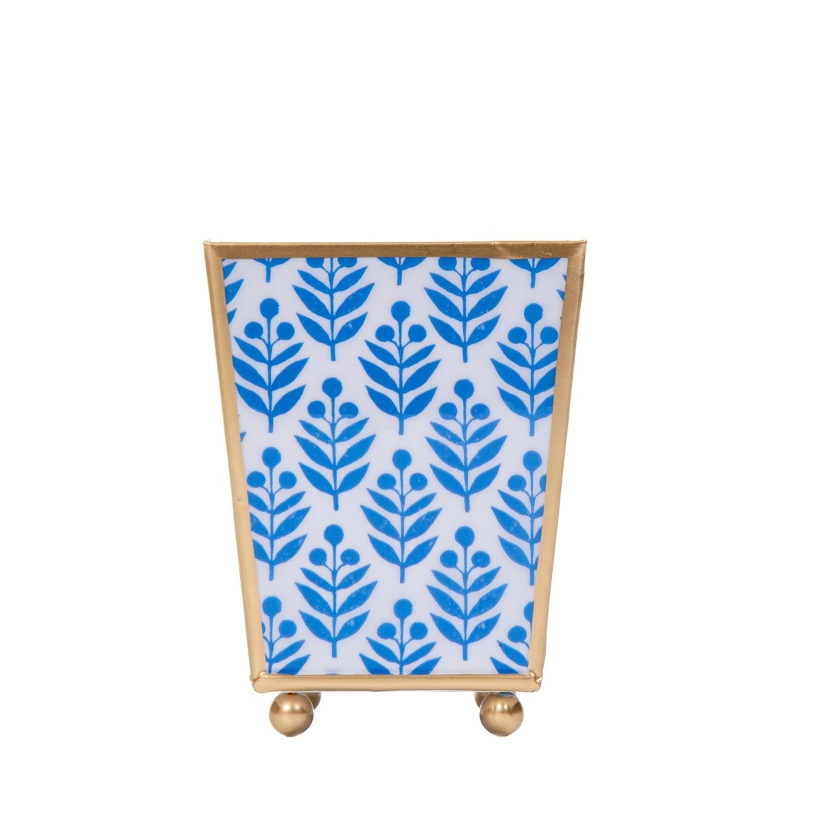 Lottie Enameled Blue Square Metal Cachepot Planter for Bedroom, Home Office, Kitchen, Living Room - Cachepots from Jaye's Studio