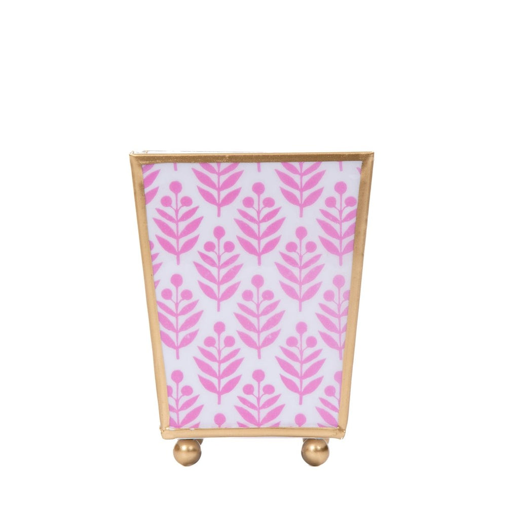 Lottie Enameled Pink Square Metal Cachepot Planter for Bedroom, Home Office, Kitchen, Living Room - Cachepots from Jaye's Studio