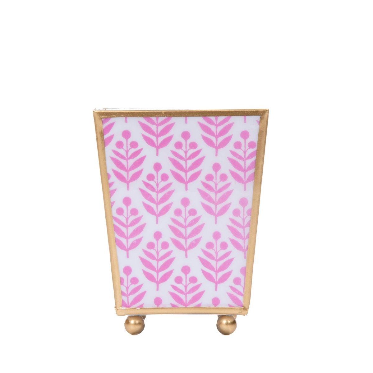Lottie Enameled Pink Square Metal Cachepot Planter for Bedroom, Home Office, Kitchen, Living Room - Cachepots from Jaye's Studio