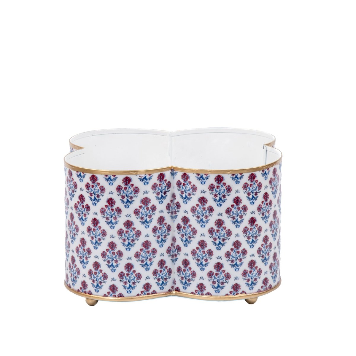 Lucinda Enameled Multi - Color Quatrefoil Metal Cachepot Planter for Bedroom, Office, Kitchen or Living Room - Cachepots from Jaye's Studio