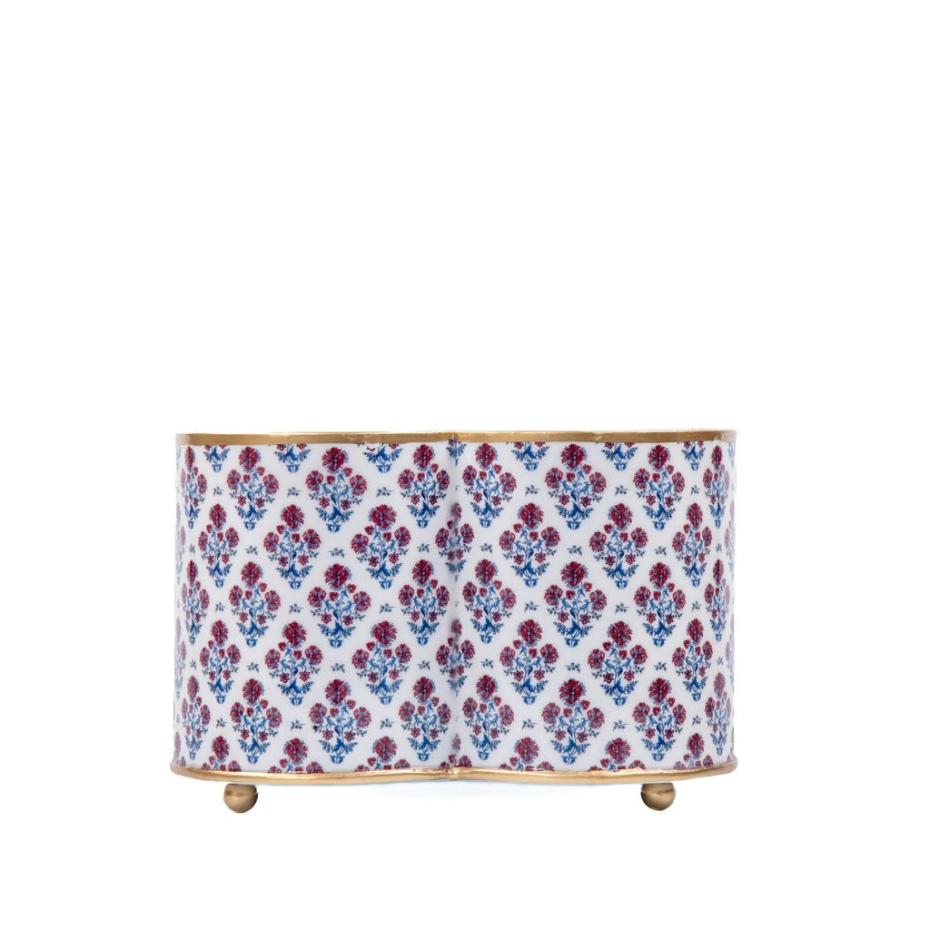 Lucinda Enameled Multi - Color Quatrefoil Metal Cachepot Planter for Bedroom, Office, Kitchen or Living Room - Cachepots from Jaye's Studio