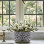 Lucinda Enameled Multi - Color Quatrefoil Metal Cachepot Planter for Bedroom, Office, Kitchen or Living Room - Cachepots from Jaye's Studio