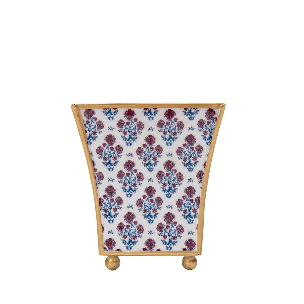 Lucinda Enameled Multi - Color Rectangular Fluted Metal Cachepot Planter for Entryway, Mantle, Home Office, Kitchen and Living Room - Cachepots from Jaye's Studio