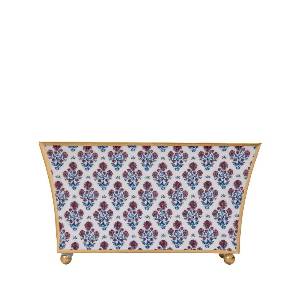 Lucinda Enameled Multi - Color Rectangular Fluted Metal Cachepot Planter for Entryway, Mantle, Home Office, Kitchen and Living Room - Cachepots from Jaye's Studio