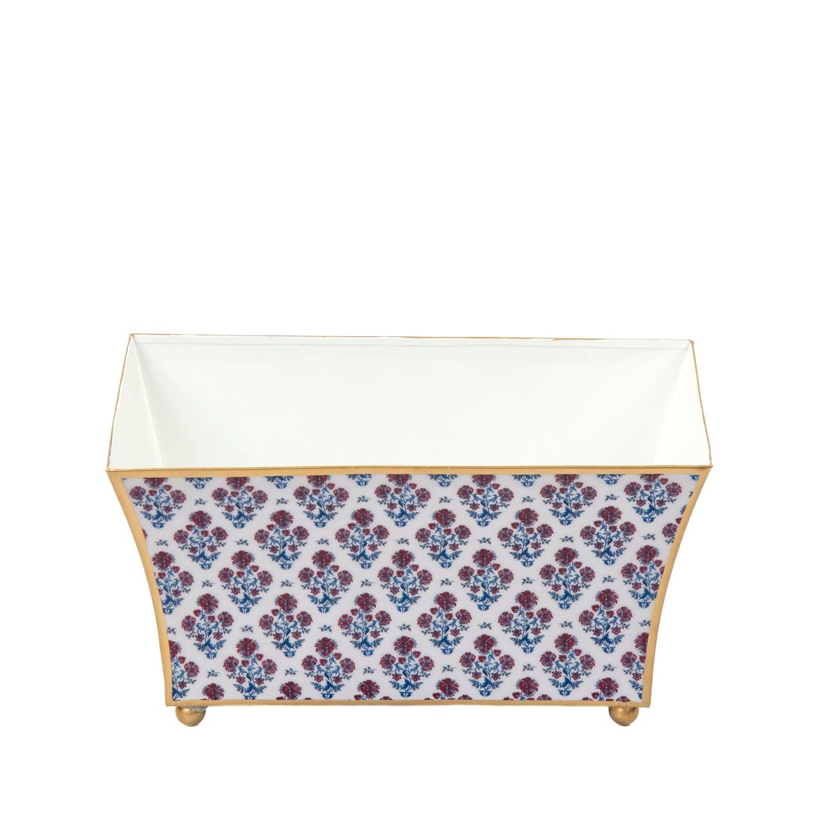 Lucinda Enameled Multi - Color Rectangular Fluted Metal Cachepot Planter for Entryway, Mantle, Home Office, Kitchen and Living Room - Cachepots from Jaye's Studio