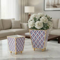 Lucinda Enameled Multi - Color Square Metal Cachepot Planter for Bedroom, Home Office, Kitchen, Living Room - Cachepots from Jaye's Studio