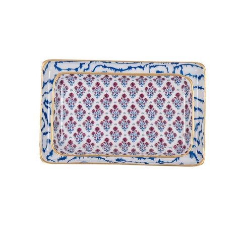 Enameled Multi-Color Rectangle Rowan Decorative Tray Set For Garden Party and Home Decor - The Lucinda Collection - Avail 05/31