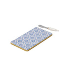 Marigold Lattice Amelia Enameled Blue Charcuterie Board, Wooden Cutting Board, Chopping Board for Serving, Food & Meat Prep - Cutting Board from Jaye's Studio