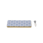 Marigold Lattice Amelia Enameled Blue Charcuterie Board, Wooden Cutting Board, Chopping Board for Serving, Food & Meat Prep - Cutting Board from Jaye's Studio