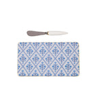 Marigold Lattice Amelia Enameled Blue Charcuterie Board, Wooden Cutting Board, Chopping Board for Serving, Food & Meat Prep - Cutting Board from Jaye's Studio