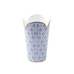 Marigold Lattice Blue Enameled Bathroom Trash Can, Wastebasket, Dustbin for Bedroom, Home Office, Vanity - Tulip Shape without Lid - Wastebaskets from Jaye's Studio