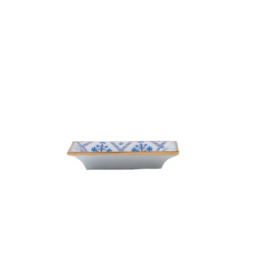 Marigold Lattice Blue Rectangle Catch All Tray, Jewelry Tray for Bathroom, Vanity - Decorative Landry Tray - Trinket Trays from Jaye's Studio