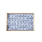 Marigold Lattice Blue Rectangle Decorative Serving Tray - for Kitchen, Barware, Vanity - Serving Trays from Jaye's Studio