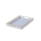 Marigold Lattice Blue Rectangle Decorative Serving Tray - for Kitchen, Barware, Vanity - Serving Trays from Jaye's Studio