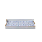 Marigold Lattice Blue Rectangle Decorative Serving Tray - for Kitchen, Barware, Vanity - Serving Trays from Jaye's Studio