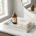 Marigold Lattice Blue Rectangle Decorative Serving Tray - for Kitchen, Barware, Vanity - Serving Trays from Jaye's Studio