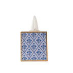 Marigold Lattice Enameled Blue Square Metal Tissue Box Cover for Bathroom, Vanity, Bedroom, Home Office - Tissue Box Cover from Jaye's Studio