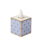 Marigold Lattice Enameled Blue Square Metal Tissue Box Cover for Bathroom, Vanity, Bedroom, Home Office - Tissue Box Cover from Jaye's Studio