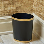 Mattie Black Oval Metal Garbage Can, Wastebasket, Bathroom Trash Can for Home Office, Bedroom, Vanity - Oval without Lid - Wastebaskets from Jaye's Studio