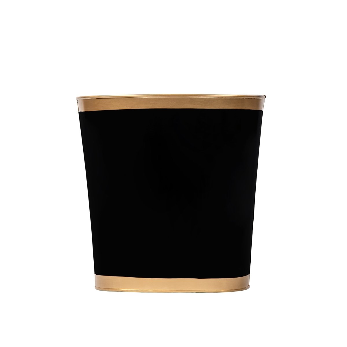 Mattie Black Oval Metal Garbage Can, Wastebasket, Bathroom Trash Can for Home Office, Bedroom, Vanity - Oval without Lid - Wastebaskets from Jaye's Studio