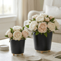 Mattie Black Round Metal Cachepot Planter For Bedroom, Office, Kitchen, Living Room - Cachepots from Jaye's Studio