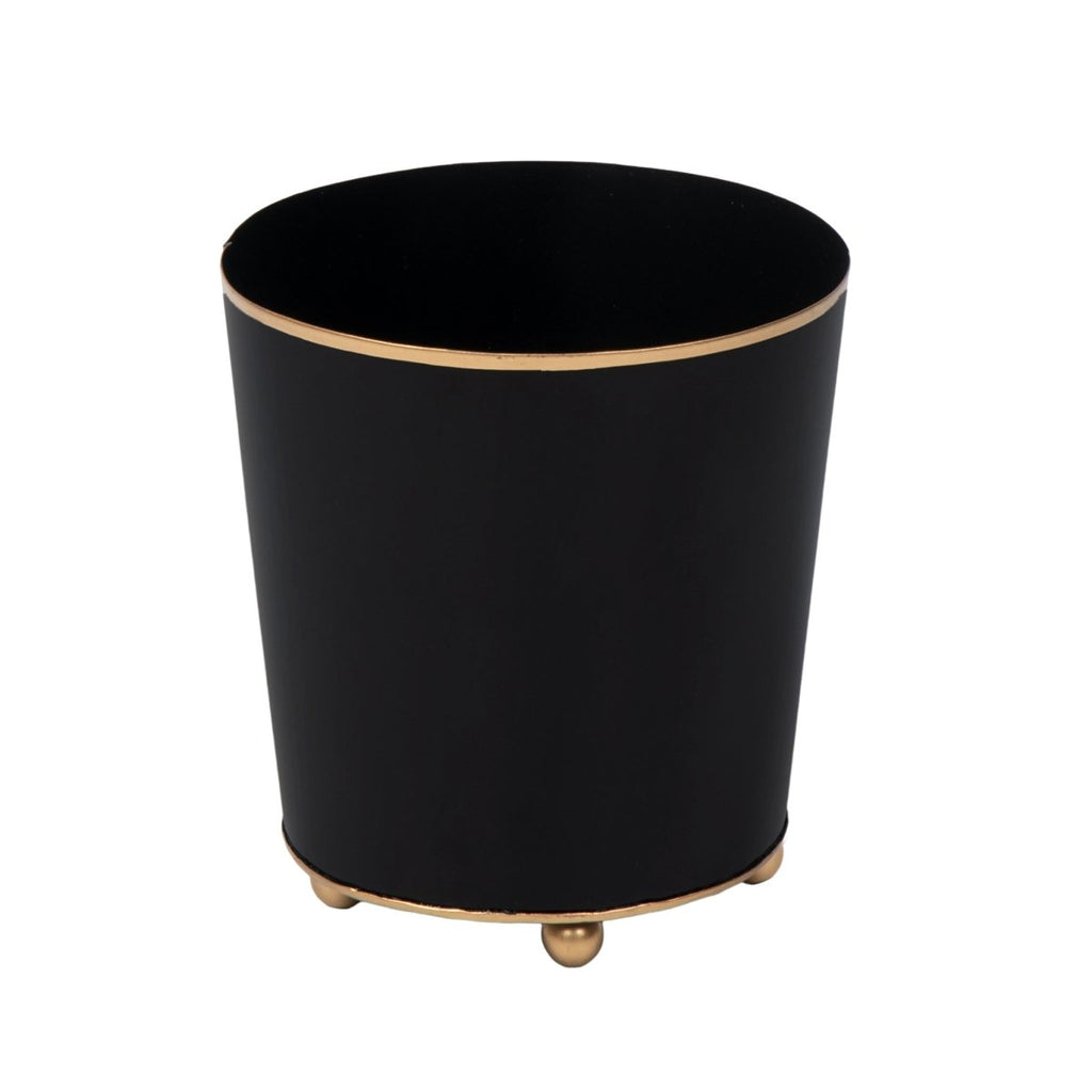 Mattie Black Round Metal Cachepot Planter For Bedroom, Office, Kitchen, Living Room - Cachepots from Jaye's Studio