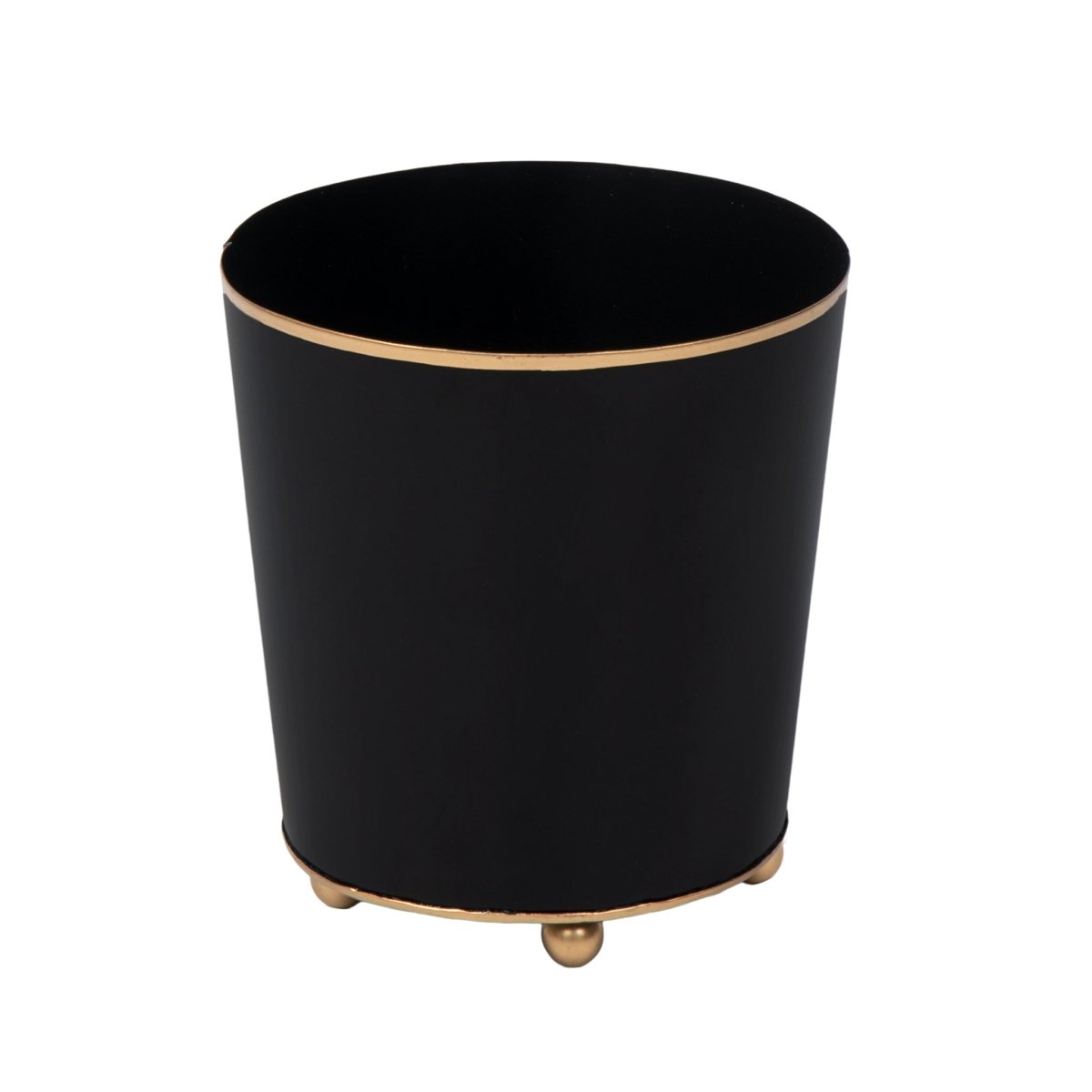 Mattie Black Round Metal Cachepot Planter For Bedroom, Office, Kitchen, Living Room - Cachepots from Jaye's Studio