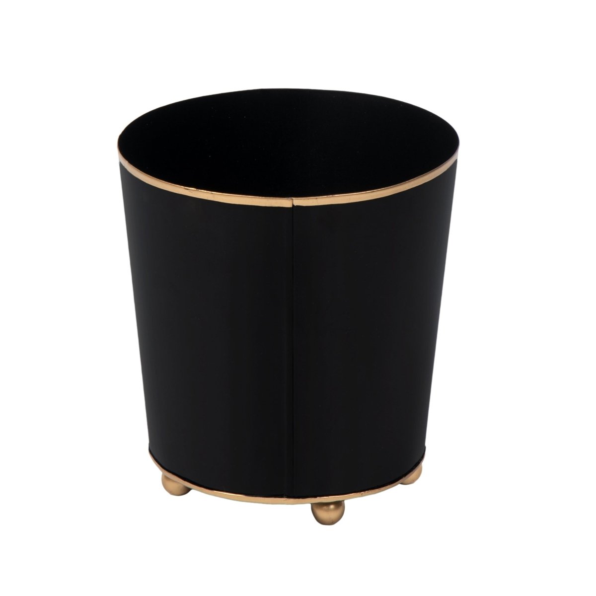 Mattie Black Round Metal Cachepot Planter For Bedroom, Office, Kitchen, Living Room - Cachepots from Jaye's Studio