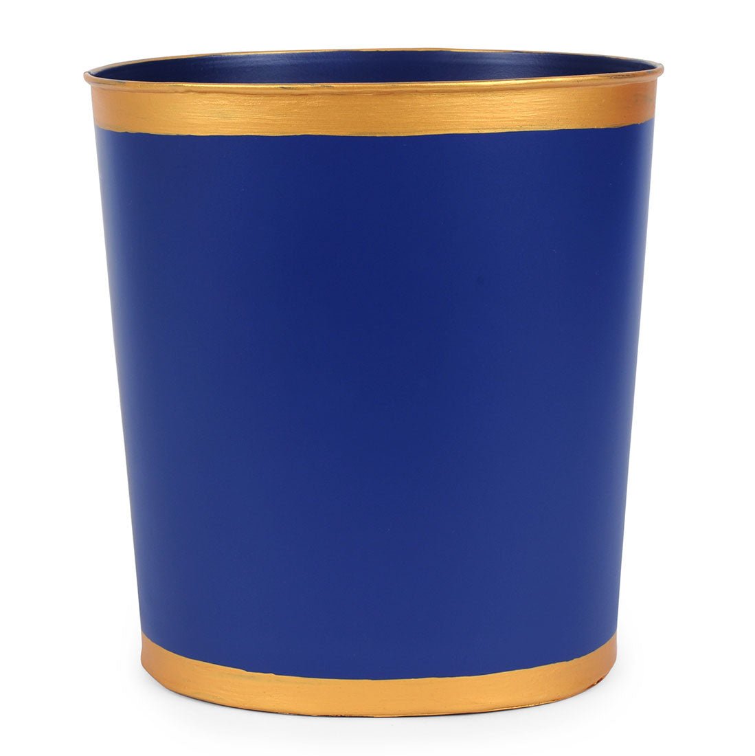 Mattie Blue Oval Metal Garbage Can, Wastebasket, Bathroom Trash Can for Home Office, Bedroom, Vanity - Oval without Lid - Wastebaskets from Jaye's Studio