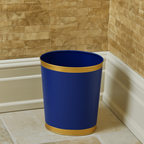 Mattie Blue Oval Metal Garbage Can, Wastebasket, Bathroom Trash Can for Home Office, Bedroom, Vanity - Oval without Lid - Wastebaskets from Jaye's Studio