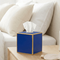 Mattie Blue Square Metal Tissue Box Cover for Bathroom, Vanity, Bedroom, Home Office - Tissue Box Cover from Jaye's Studio