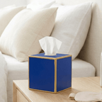 Mattie Blue Square Metal Tissue Box Cover for Bathroom, Vanity, Bedroom, Home Office - Tissue Box Cover from Jaye's Studio