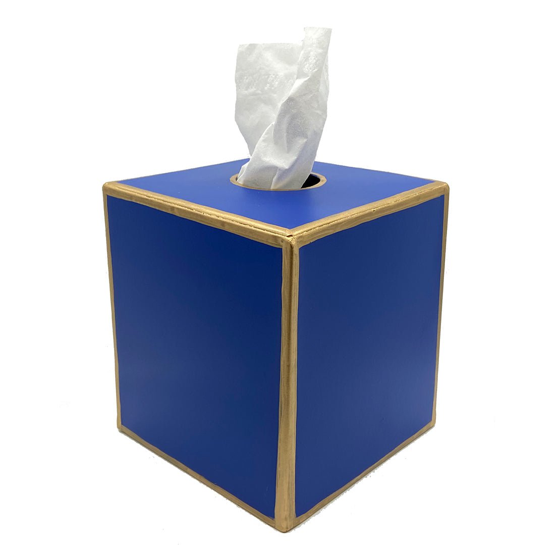 Mattie Blue Square Metal Tissue Box Cover for Bathroom, Vanity, Bedroom, Home Office - Tissue Box Cover from Jaye's Studio