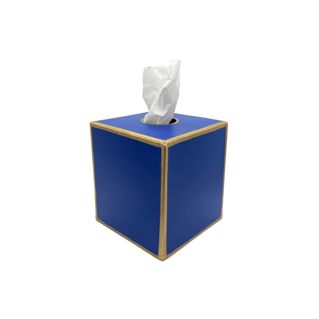 Mattie Blue Square Metal Tissue Box Cover for Bathroom, Vanity, Bedroom, Home Office - Tissue Box Cover from Jaye's Studio