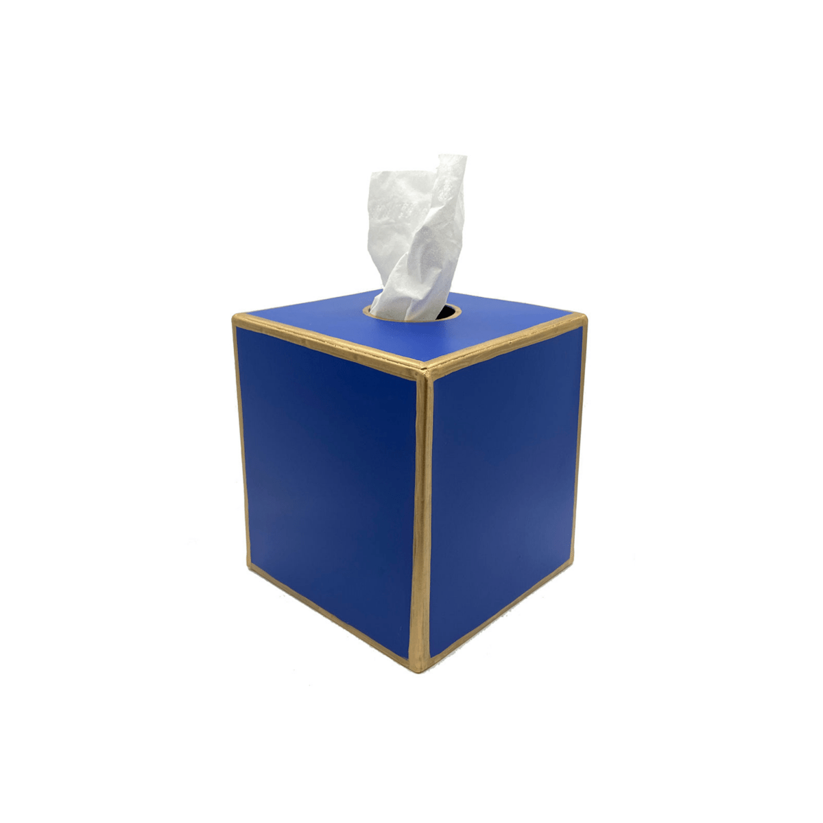 Mattie Blue Square Metal Tissue Box Cover for Bathroom, Vanity, Bedroom, Home Office - Tissue Box Cover from Jaye's Studio