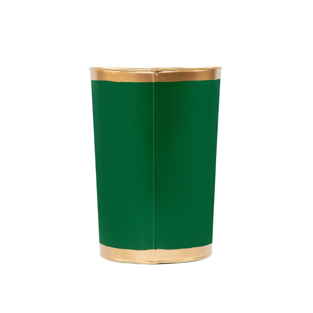 Mattie Emerald Green Oval Metal Garbage Can, Wastebasket, Bathroom Trash Can for Home Office, Bedroom, Vanity - Oval without Lid - Wastebaskets from Jaye's Studio